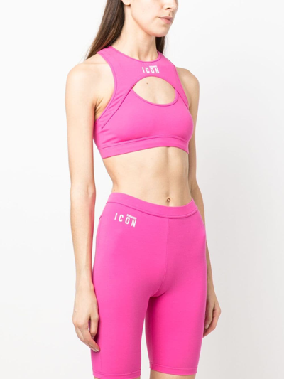 Shop Dsquared2 Icon Cut-out Sports Bra In Pink