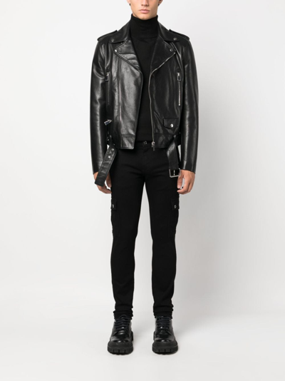 Shop Dolce & Gabbana Slim-cut Stretch Cargo Jeans In Black