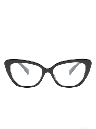Shop Miu Miu Logo-detail Cat-eye Frame Glasses In Black