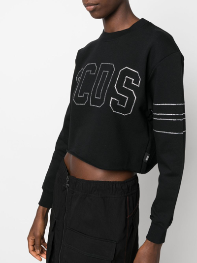 Shop Gcds Crystal-logo Cropped Jumper In Black