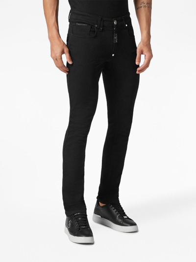 Shop Philipp Plein Logo-patch Skinny Jeans In Black