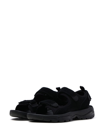 Shop Comme Des Garçons Homme Deux Logo-print Touch-strap Sandals In Black