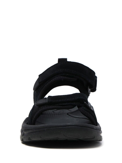 Shop Comme Des Garçons Homme Deux Logo-print Touch-strap Sandals In Black