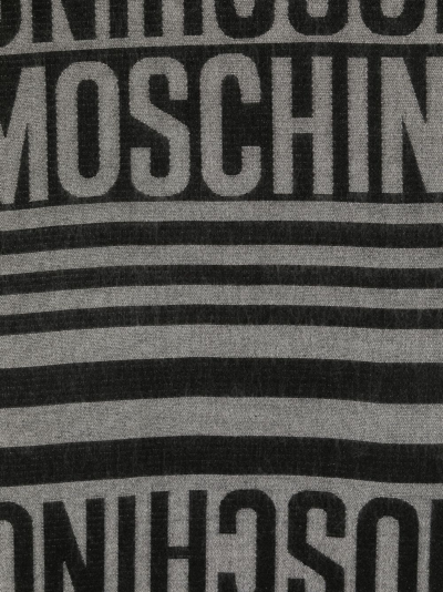 Shop Moschino Jacquard Logo Scarf In Black