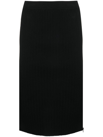 Shop Tom Ford Ribbed Silk-blend Pencil Skirt In Black