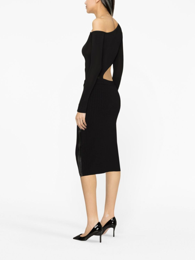 Shop Tom Ford Ribbed Silk-blend Pencil Skirt In Black