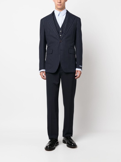 Shop Polo Ralph Lauren Pinstriped Single-breasted Blazer In Blue