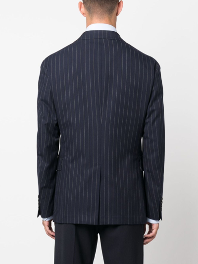 Shop Polo Ralph Lauren Pinstriped Single-breasted Blazer In Blue