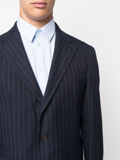 Shop Polo Ralph Lauren Pinstriped Single-breasted Blazer In Blue