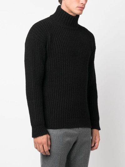 Shop Roberto Collina Roll-neck Chunky-knit Jumper In Black