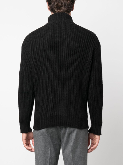 Shop Roberto Collina Roll-neck Chunky-knit Jumper In Black