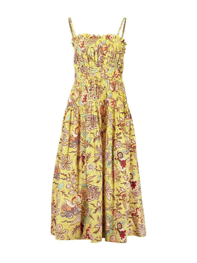Shop Ulla Johnson Lisbet Floral-print Dress In Yellow