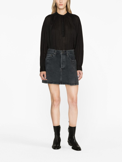 Nili Lotan Long-sleeve Cotton Blouse In Black