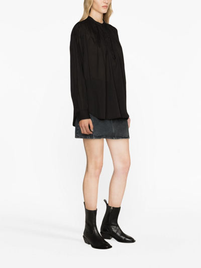 Shop Nili Lotan Long-sleeve Cotton Blouse In Black