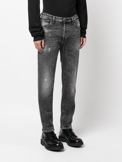 Shop Dondup Mid-rise Distressed Jeans In Black