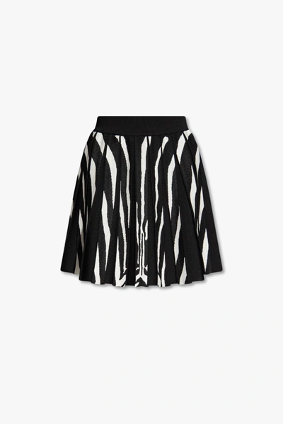 Shop Balmain Skirt With Animal Motif In Multicolor