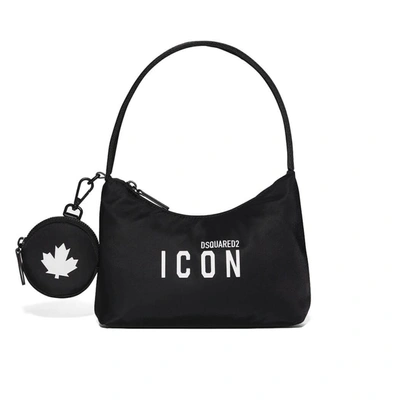 Shop Dsquared2 Be Icon Black Shoulder Bag In Nero
