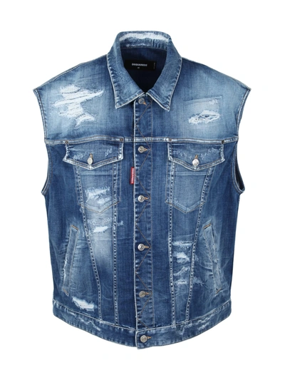 Shop Dsquared2 Vest Jeans Jacket In Blue
