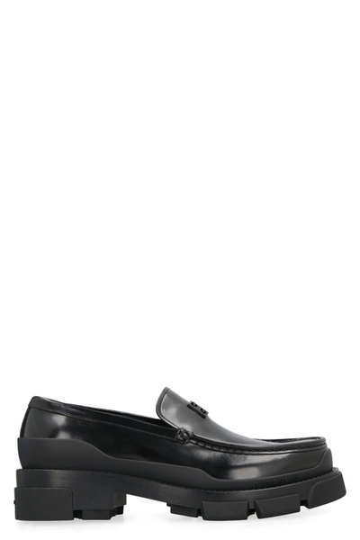 Shop Givenchy Terra Leather Loafers In Black