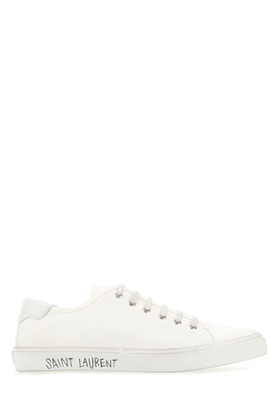 Shop Saint Laurent White Canvas Malibù Sneakers