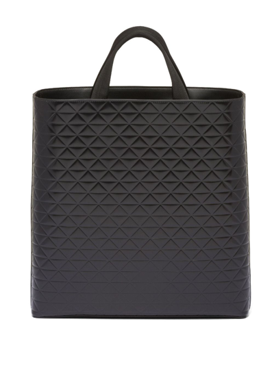 Shop Prada Embossed-print Leather Tote Bag In Black