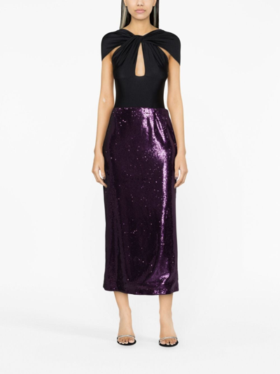 Shop Philosophy Di Lorenzo Serafini Sequined Pencil Midi Skirt In Violett