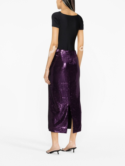 Shop Philosophy Di Lorenzo Serafini Sequined Pencil Midi Skirt In Violett