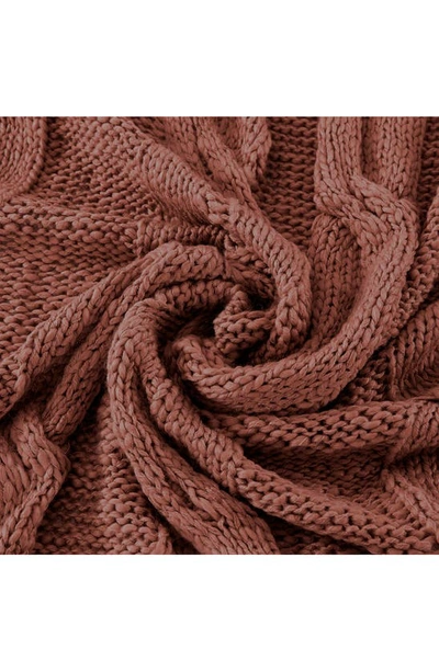 Shop Modern Threads Cable Knit Throw Blanket In Nutmeg