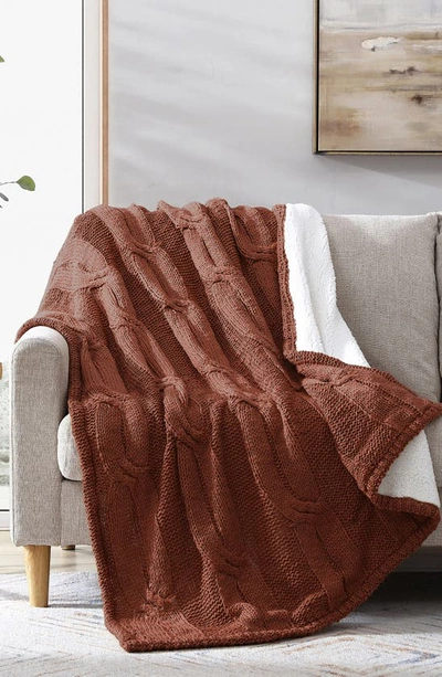 Shop Modern Threads Cable Knit Throw Blanket In Nutmeg