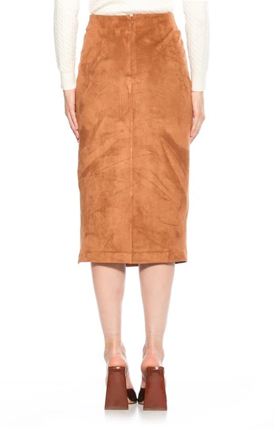 Shop Alexia Admor Zayla Faux Suede Pencil Skirt In Camel