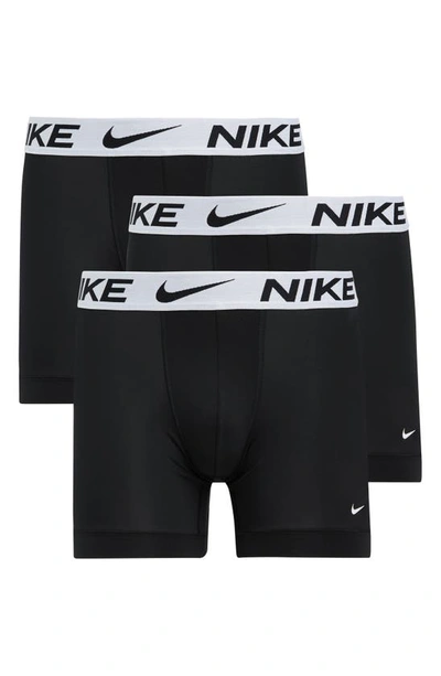 Shop Nike 3-pack Dri-fit Essential Micro Boxer Briefs In Black With White