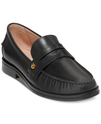 Shop Cole Haan Women's Lux Pinch Penny Loafers In Black Leather