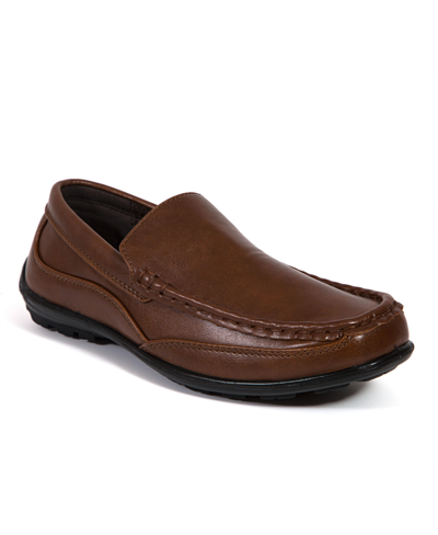 Shop Deer Stags Little Boys Booster Driving Moc Slip-on Loafers In Brown