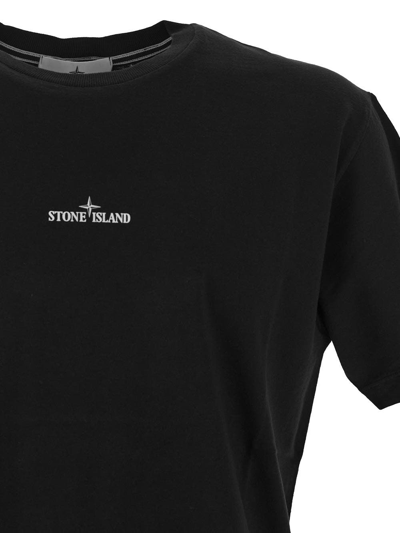 Shop Stone Island Logo T-shirt In Black
