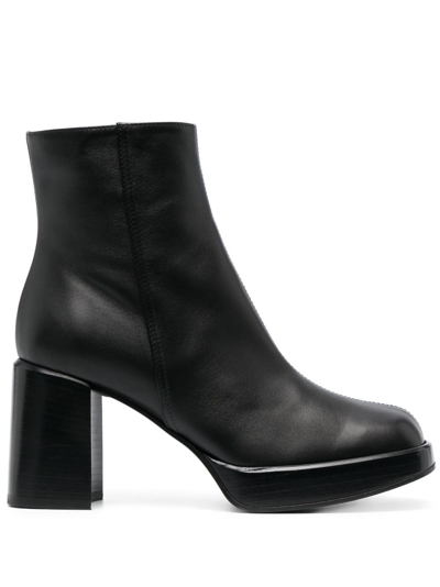 Shop Tod's 80mm Square-toe Leather Boots In Black