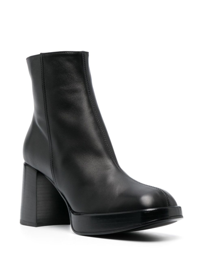 Shop Tod's 80mm Square-toe Leather Boots In Black