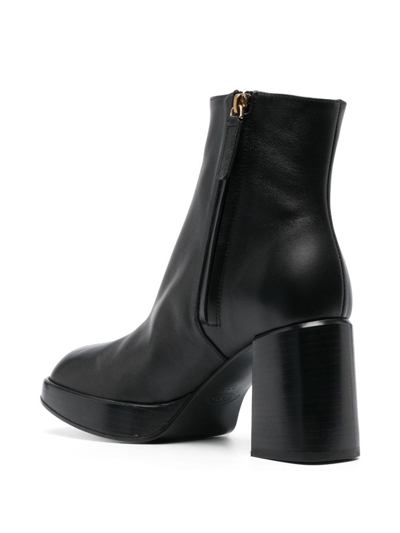 Shop Tod's 80mm Square-toe Leather Boots In Black