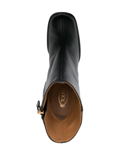 Tod's 80mm Square-toe Leather Boots In Black