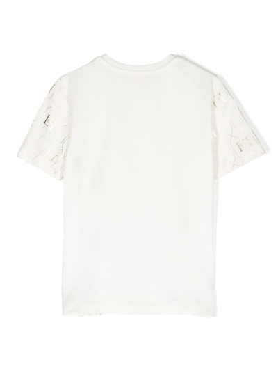 Shop Elisabetta Franchi La Mia Bambina Monogram-print Cotton T-shirt In White