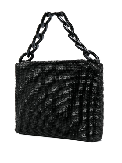 Shop Patrizia Pepe Maxichain Rhinestone Tote Bag In Black