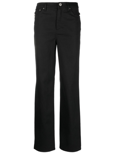 Shop Rotate Birger Christensen Crystal-embellished Straight-leg Trousers In Black