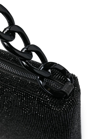 Patrizia Pepe Maxichain Rhinestone Tote Bag In Black