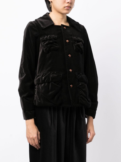 Shop Renli Su Edwina Velvet-effect Cotton Jacket In Black