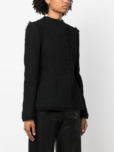 Shop Del Core Peplum Tweed Jacket In Black