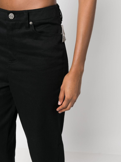 Shop Rotate Birger Christensen Crystal-embellished Straight-leg Trousers In Black