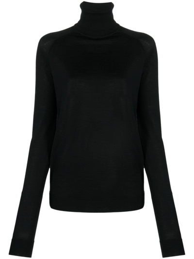 Shop Armarium Roll-neck Long-sleeve Knitted Top In Black