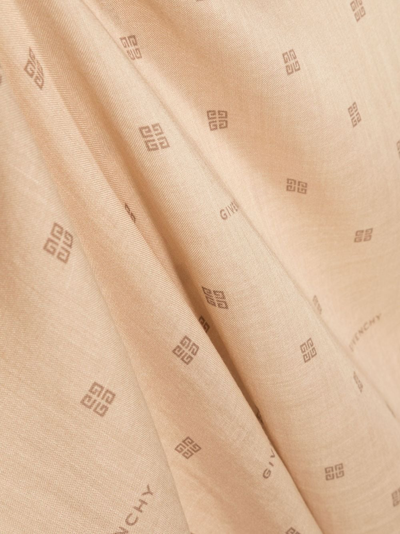 Shop Givenchy 4g-motif Cashmere-silk Scarf In Neutrals