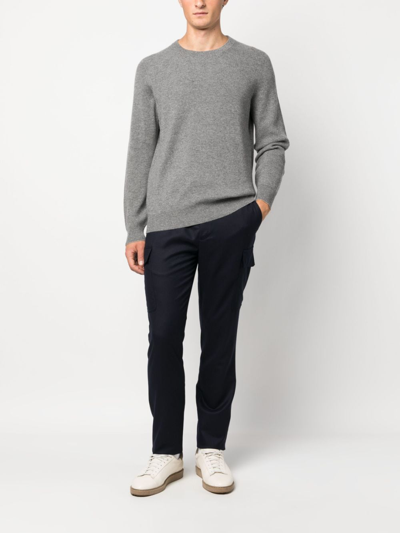 Brunello Cucinelli Round Neck Jumper In Comfortable Cotton Blend In Grey