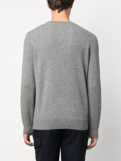 Brunello Cucinelli Round Neck Jumper In Comfortable Cotton Blend In Grey