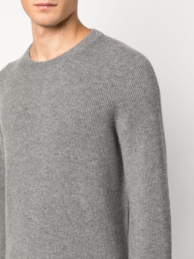 Brunello Cucinelli Round Neck Jumper In Comfortable Cotton Blend In Grey